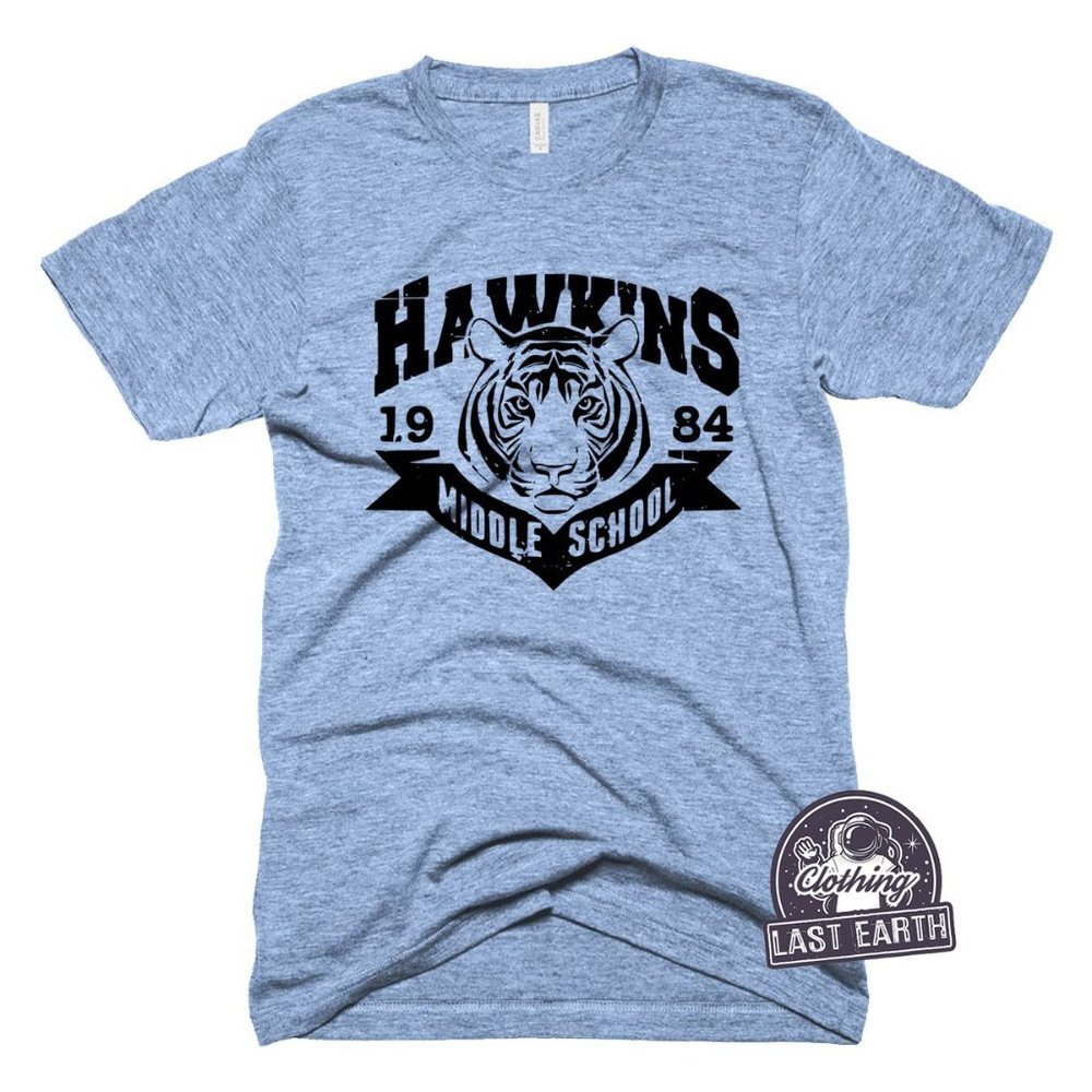 Hawkins Middle School Shirt Stranger Things Tiger Shirt Mens Graphic Vintage Tee